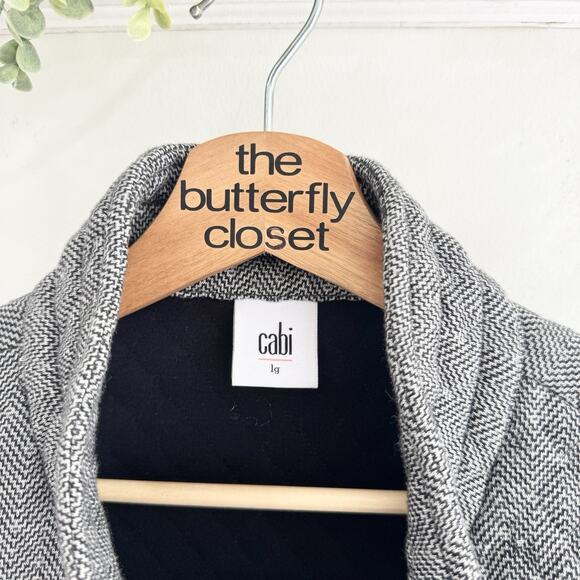 CAbi Grey Herringbone Asymmetrical Zip Jacket Large CP - Picture 3 of 4